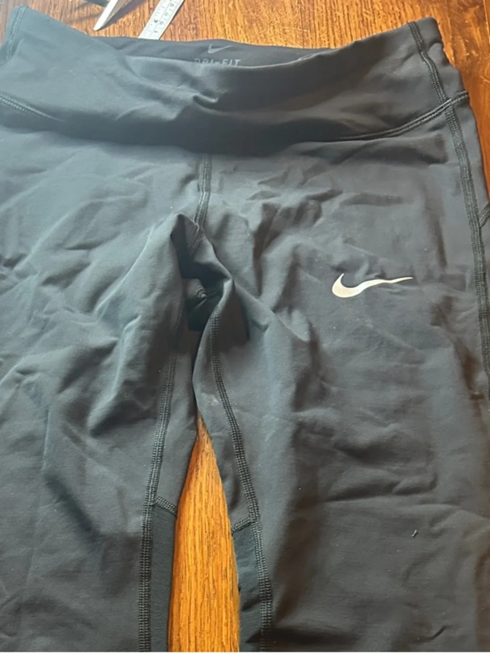 Nike Girls Black Leggings with White Swoosh